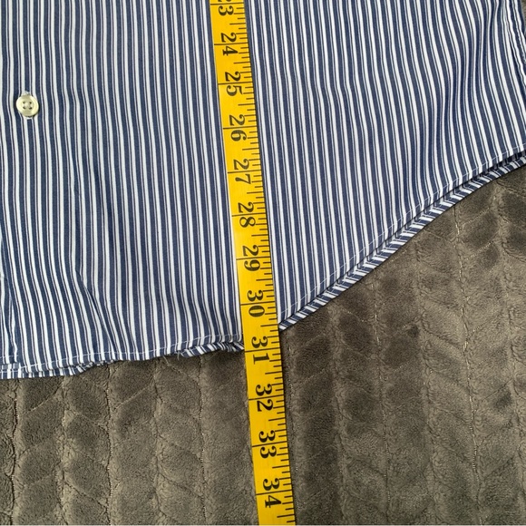 Kenneth Cole Reaction Shirt Mens Large Blue Long Sleeve Button Down Striped Slim - Picture 10 of 10